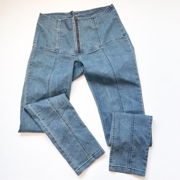 2/25 Prairie UnderGround Blue Jeans Denim Boho Zip Front Made USA Y2K - Picture 1 of 6